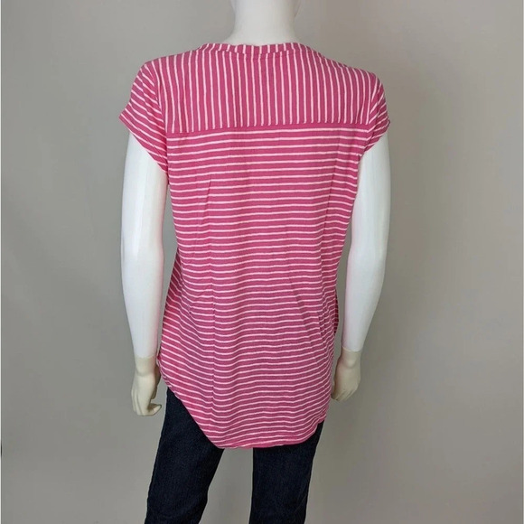 Crown & Ivy Pink and White Striped Tee Shirt M - Picture 5 of 5